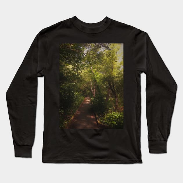 Boardwalk into the Forest Long Sleeve T-Shirt by DanielEskridge